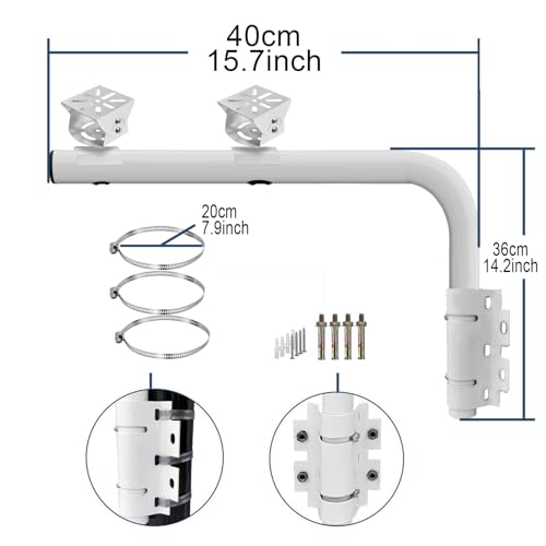 WiTi Heavy Duty Dual Mount 15.7inch (40cm) Arm Bracket for Tempest Weather Station, Cameras, Long Pole with 2 Mounts for Security Surveillance System, Weather Station, Project and Home Solution