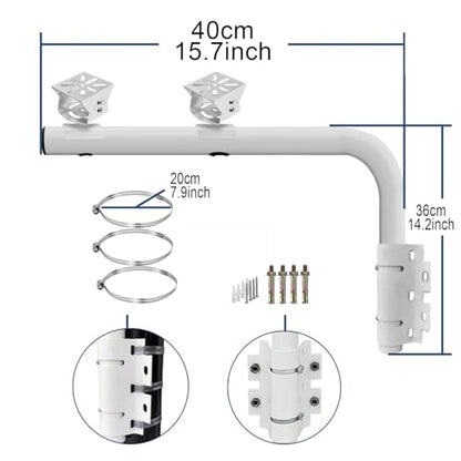 WiTi Heavy Duty Dual Mount 15.7inch (40cm) Arm Bracket for Tempest Weather Station, Cameras, Long Pole with 2 Mounts for Security Surveillance System, Weather Station, Project and Home Solution