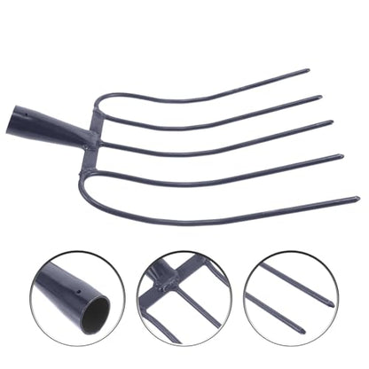 Veemoon Handheld Manure Fork Iron Farming Fork for Garden and Ranch Use with Five Solid Tines Sturdy Agricultural Tool for Outdoor Farm and Stall Cleanup