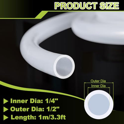 METALLIXITY Silicon Tubing(1/4" ID x 1/2" OD x 3.3Ft), Pure Silicone Hoses High Temp - for Printer, Hot Water Dispenser, Engine, Brewing, Fish Tank Air Pump, Pump Transfer, Clear - size: 3.3 Feet, style: 1/4" IDx1/2" OD