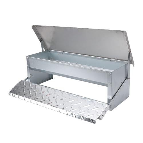 Diydeg Treadle Chicken Feeder, No Waste Large Capacity Stainless Steel Automatic Poultry Feeder Rat Proof Treadle for Chicken Duck Poultry Pheasants