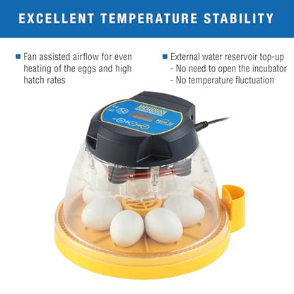 Brinsea Mini II Advance Egg Incubator with Automatic Egg Turning and Temperature Control for Hatching 7 Chicken, Duck, or Other Eggs, Ideal Incubator for Hobbyists, Teachers, and Learners - size: 7 Eggs