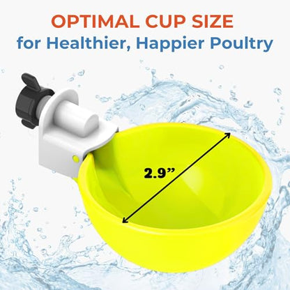 Lil'Clucker - Large Automatic Chicken Waterer Cups Suitable for Ducks, Geese, Turkeys, and Bunny Rabbit - Water Feeder Kit - Poultry Waterer (Yellow, 12 Pack) - color: Yellow, size: 12 Pack