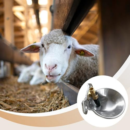 Stainless Steel Automatic Drinking Bowl for Livestock, Water Fountain Dispenser for Cows, Pigs, Horses, Sheep, with Brass Valve and Easy Installation