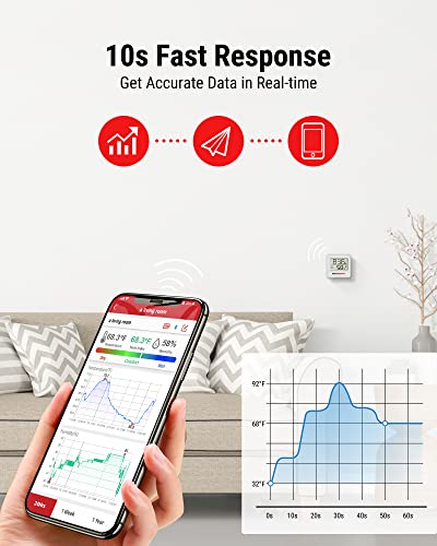 ThermoPro TP357 Digital Hygrometer Indoor Thermometer of 260FT, Bluetooth Thermometer Humidity Meter with Smart App, Room Thermometer Humidity Gauge with Temperature Humidity Sensor - size: Bluetooth Thermometer