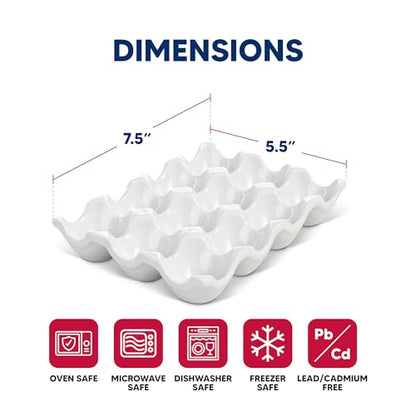 HIC Kitchen Egg Crate, Fine Porcelain, Holds 1 Dozen Eggs - style: Egg Crate