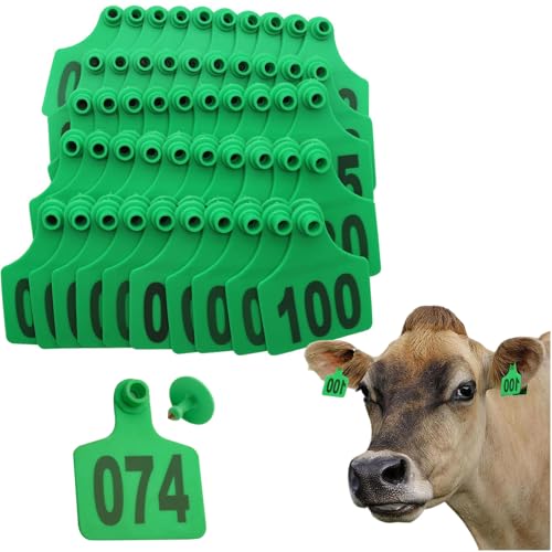 Ear Tags with Numbered Livestock Ear Tags Livestock Identification Animal Ear Tag for Animal Goat Sheep Cattle Cows Pigs Cattle Hog Green 801-900 - size: 801-900