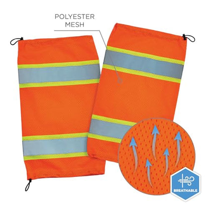 Ergodyne Unisex Glowear 8009 Hi-vis Two-tone Mesh Leg Gaiters - Class E - color: Orange