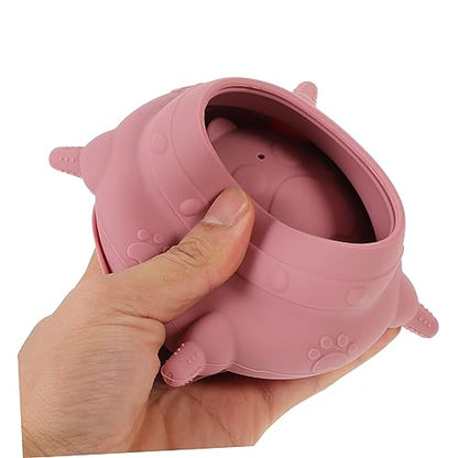 POPETPOP Cute Dog Bowls Puppy Milk Feeder Silicone Sturdy Raised Base for Easy Feeding Suction Cup Bottom Pet Supplies