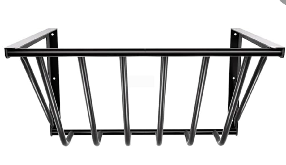 Wall Mounted Hay Feeder, 25 Gallon Heavy Duty Hay Rack for Goats and Sheep, Carbon Steel with Rust Resistant Black Finish