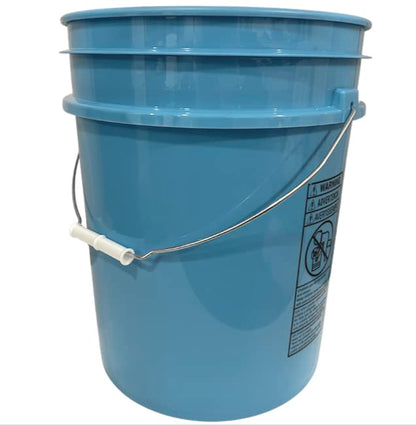 House Naturals 5 Gallon Made in USA Food Grade Plastic Bucket with Blue Screw On Air Tight Double Gasket lid, (Pack of 2)