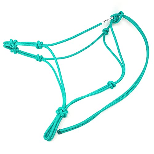 Horse Rope Training Halter - 4 Knot 1/4" Stiff Halter Cord - Used by Famous Trainers Multiple Sizes Multiple Colors - color: Turquoise, size: Standard