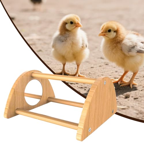 Chick Perch - Mini Wood Roosting Bar with Mirror for Chickens, Interactive Rooster Training Toy and Chicken Play Accessory for Coop, Encouraging Exercise, Balance, Socialization, and Engagement