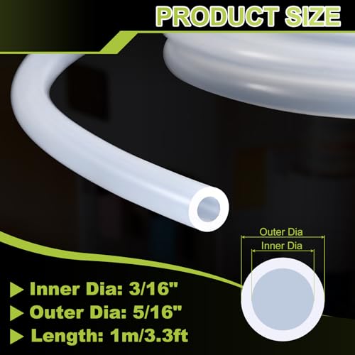 METALLIXITY Silicon Tubing(3/16" ID x 5/16" OD x 3.3Ft), Pure Silicone Hoses High Temp - for Printer, Hot Water Dispenser, Engine, Brewing, Fish Tank Air Pump, Pump Transfer, Clear - size: 3.3 Feet, style: 3/16" IDx5/16" OD