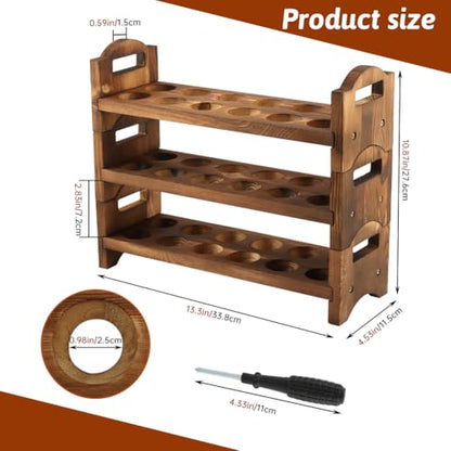 3-Tier Wooden Egg Holder Countertop, 36 Grid Stackable Farmhouse Egg Storage Rack, Rustic Kitchen Counter Decor Organizer For Fresh Chicken Duck Eggs, Housewarming Kitchen Gift
