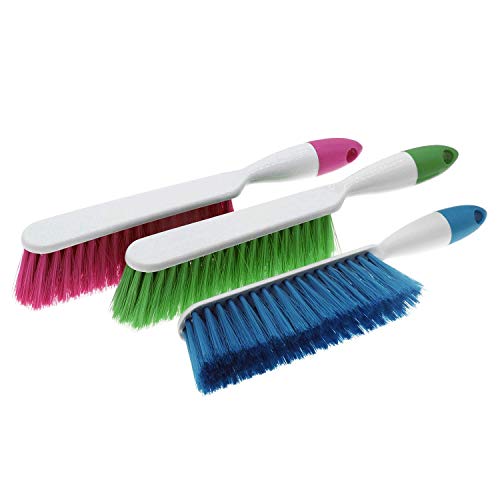 Counter Duster Bed Sheets Debris Cleanin Hand Broom Cleaning Brushes Soft Bristles Dusting Brush for Cleaning Car/Bed/Couch/Draft/Garden/Furniture/Clothes,3PCS - color: Red and Green Orchid