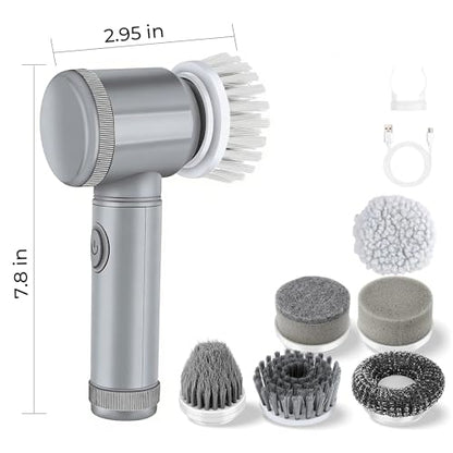 Electric Spin Scrubber for Horse Stall & Home – Cordless Power Scrubber with 5 Stiff & Soft Brush Heads, IPX7 Waterproof – Handheld Cleaner for Horse Water Buckets, Feed Troughs, Muddy Boots