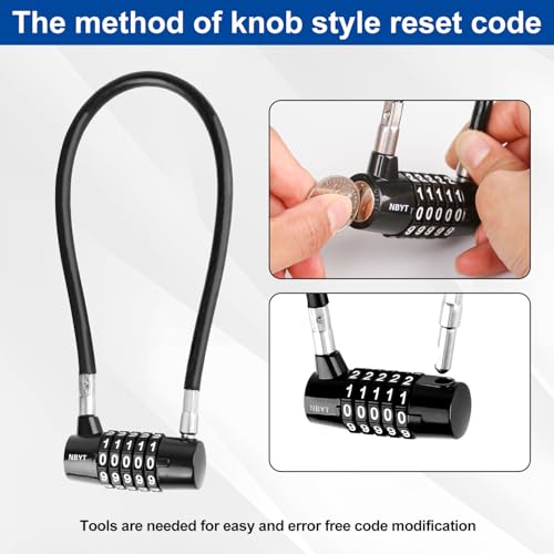 Cable Locks with Combination,Steel Cable Rope Wire 5-Digit Combination Lock with Resettable Code for Bikes, Lockers, File Cabinets, Wardrobes, Small Fences,gate Lock, Pool Padlock. - size: Span 7 in,Cable length15*0.3 in