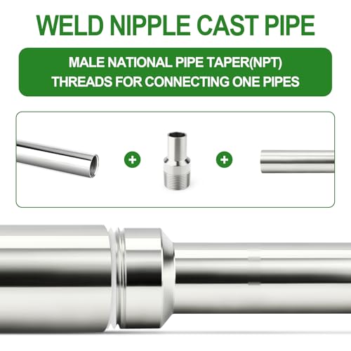 TAISHER 5PCS 304 Stainless Steel Pipe Fittings, 3/4" NPT Male Threaded, 2" Length Weld Nipple Cast Pipe - size: 3/4" NPT x 3/4" OD(2" Length)