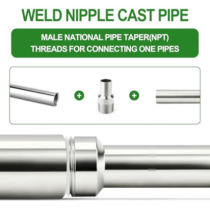 TAISHER 5PCS 304 Stainless Steel Pipe Fittings, 3/4" NPT Male Threaded, 2" Length Weld Nipple Cast Pipe - size: 3/4" NPT x 3/4" OD(2" Length)