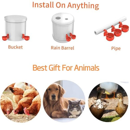 Professional Chicken Waterer Cups, 8pcs Large Chicken Water Feeder, Automatic Chicken Water Dispenser, Poultry Drinker Set, Solution for Various Poultry Watering with Matching Drill