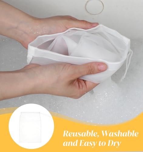 6 Pack Nut Milk Bag, 12 x 8 Inch Reusable Mesh Strainer for Juicing Nut Milk, Cheese, Tofu, Tea (Fine Mesh, Washable)
