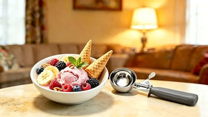 TOPKITCHEN Commercial-Grade Ice Cream Scoop 4 oz, 18/8 Stainless Steel Cookie Scoop with Plastic Handle, Portion Control Disher Scoop for Bakeries, Restaurants & Dessert Shops, #8, Grey - size: 4 oz - Grey