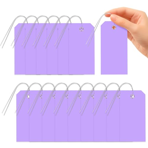 Glarks 152pcs 10 Colors 6 x 12cm Waterproof Writable Tags, PVC Shipping Tags, Heavy Duty Shipping Moving Tag for Luggage Garage Inventory Car Parts (Purple) - color: Purple