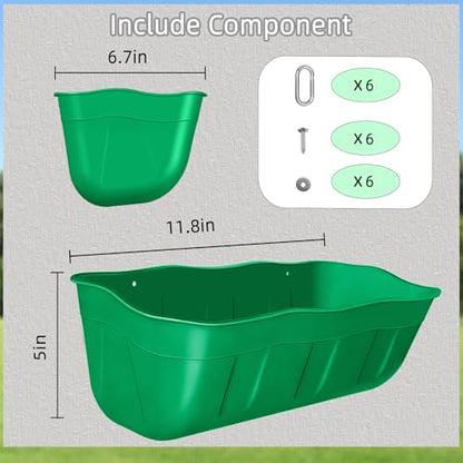 Chicken Feeder Waterer,Hanging Goat Feeders,Feed Trough 3.5 Quart 3 Pack,Hanging Fence Feed Trough for Poultry Livestock,Green - color: Green, size: 3.5 Quart (3 Pack)