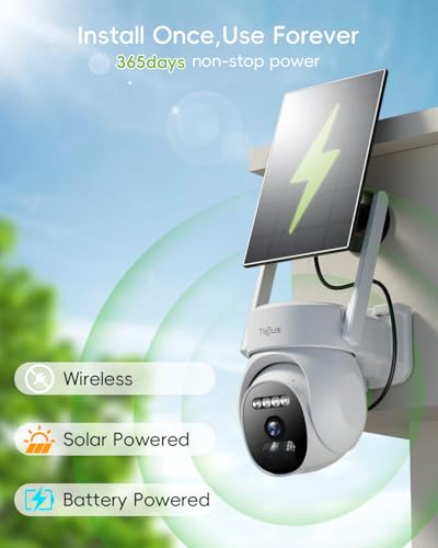 2.4G/5G Security Cameras Wireless Outdoor, 2K Solar Camera for Home Security, 360° PTZ/3MP Color Night Vision/Battery Powered/2Way Talk/Compatible with Alexa/IP66 Waterproof(2 Pack) - color: White - 2 Pack Solar Cam
