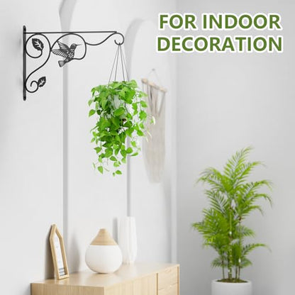 2 Pack Heavy Duty Plant Hooks for Hanging - 12 Inch Metal Wall Hangers Indoor/Outdoor, Sturdy Plant Bracket for Bird Feeders, Planters, Lanterns, Wind Chimes - Patio, Garden, Home Decor (Black) - style: 2-Pack Bird