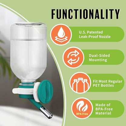 Choco Nose No-Drip Small Animal Water Bottle - Leak-Proof Patented Nozzle Helps Prevent Cage Mess & Wet Bedding - Hamster, Hedgehog, Mouse, Glider, Gerbil - BPA Free, Cage Mount, 10.2 fl oz (C125) - color: C125 Green, size: Hamsters-Hedgehogs-Sugar Glider