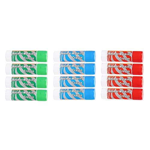 Livestock Crayon, 12Pcs Large Livestock Marking Crayons, Red Green Blue Color Marker Pens for Pigs, Animal Identification,