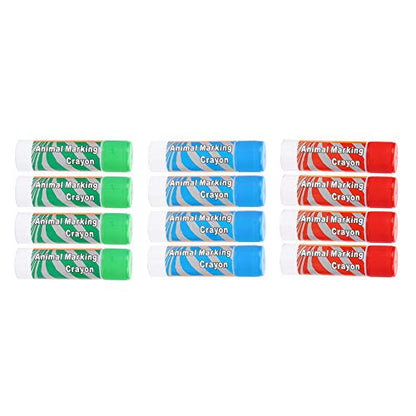 Livestock Crayon, 12Pcs Large Livestock Marking Crayons, Red Green Blue Color Marker Pens for Pigs, Animal Identification,