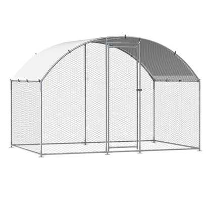 VEVOR Large Metal Chicken Coop with Run, 9.8 x 6.5 x 6.5ft Walkin Chicken Coop for Yard with Waterproof Cover, Dome Roof Large Poultry Cage for Hen House, Duck Coop and Rabbit Run - size: 118.1"L x 78.7"W x 78.7"H