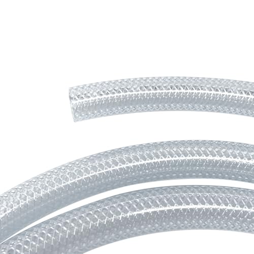 Gloxco Clear Braided PVC Tubing, Food Grade, Heavy Duty Reinforced Hose, 1/2" ID, 100 Ft Length - size: 1/2" x 100 Ft