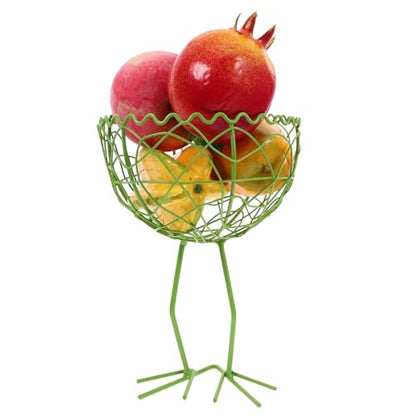 DECHOUS Wire Egg Basket with Handle, Handmade Iron Storage Basket in Light Green, Reusable Kitchen Countertop Fruit and Vegetable Holder for Egg Collection and Food Organization