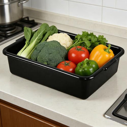 12-Pack Commercial Bus Tubs, Bus Box/Tote Box, Wash Basin Tub with Handles, Black (13 L) - size: 13 L