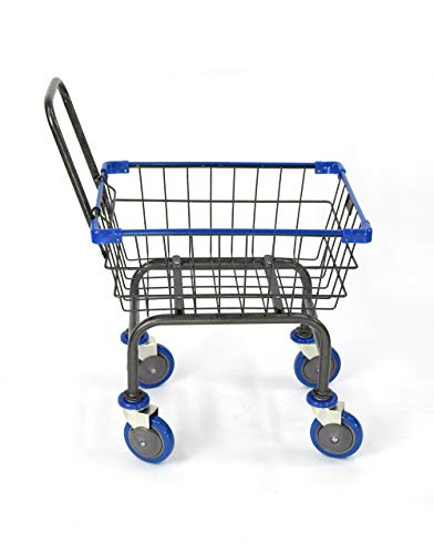 U Handle Grocery & Laundry CART 1.5 Bushel (Gunpowder Metal) Red, Blue Trim (Blue) - color: Blue