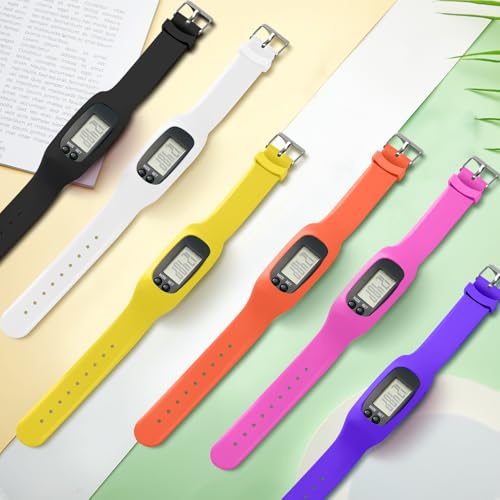 Geyoga Pedometer for Walking Steps and Miles Pedometer Watch Silicone Steps Tracker Running Bracelet Ankle Step Counter for Calorie Burning and Step Counting - color: Rainbow Vibrant Multi