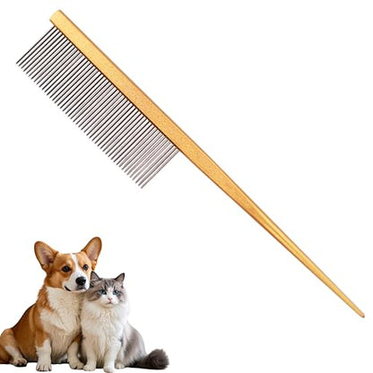 Grooming Pet Comb Rat Tail Dematting Cat and Dog Comb，Rounded Ends Design for Safe Tangle Removal, Hairstyling, Massage，Loose Hair Removal，Prevent Irritation，Fluffing Paws,Face,Tail,Remove Tear Stain - color: Orange