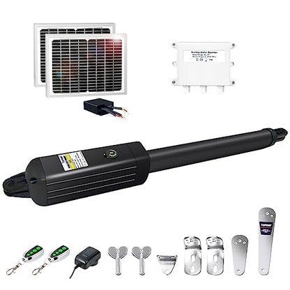TOPENS A3S Automatic Solar Gate Opener for Light Duty Single Swing Gates Up to 12ft, Single Swing Gate Operator Battery Powered with Remote Control Kit Gate Motor Solar Panel Included - size: 300lbs