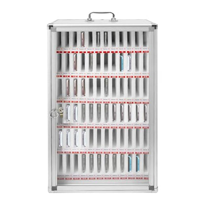 72 Slots Aluminum Alloy Pocket Chart Storage Cabinet,Cell Phones Storage Cabinet,Wall-Mounted with a Locked,Can be Carried by Hand