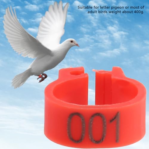 100Pcs 8MM 001 to 100 Numbered Plastic Letter Pigeon Bird Leg Bands Rings, Pigeon Identify Rings, Training Supplies Leg Number Bird Bands for Letter Pigeon (Red) - color: Red