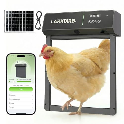 Larkbird Upgraded Automatic Chicken Coop Door Solar Powered, Auto Chicken Door with App Control, Custom Audio Recording, Timer & Light Sensor, Anti-Pinch Design - color: Grey