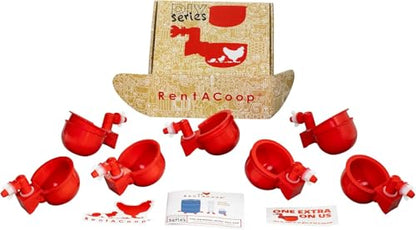 Chicken Water Cup Waterer Kit for Poultry - Pack of 6 + One Extra for Free (Total of 7)