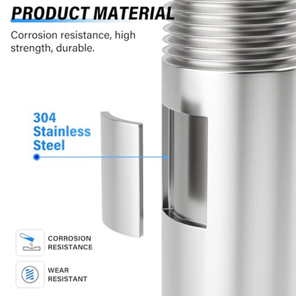 TAILONZ PNEUMATIC 1/2" NPT Male x 1/2" NPT Male 304 Stainless Steel Pipe Nipple, 12" Length Thickened Cast Pipe Fitting, Threaded Connector（Pack of 3） - color: 12"(300MM)Thickened, size: 1/2"MNPT