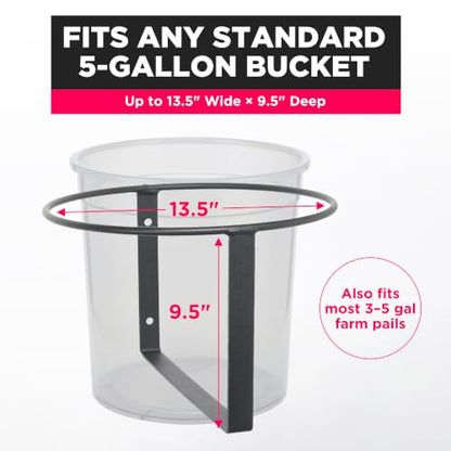 Scenic Road Water Bucket & Pail Holder Portable – Wall Mount 5 Gallon Holder, Heavy-Duty Metal for Horse Barn, Stalls, Livestock – Strong Wall Hook for Buckets, Pails, & Horse Supplies (SR300)