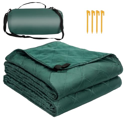Northroad Waterproof Outdoor Blanket w/Fleece Lining, Large Windproof Camping Blankets for Cold Weather, Light Weight and Warm for Stadium, Hiking, Dog, Picnic, Washable, 55”X 82” (Green, 1PCS) - color: Fleece Green-250 Gsm, size: 82"x 55"