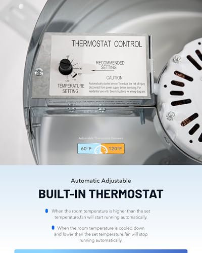 iLiving ILG8G14-12T Automatic Gable Mount Attic Ventilator Fan with Adjustable Thermostat, 2.85 Amp, 2339 CFM, Single-Speed | Automatic - style: 2339 CFM (Single Speed)